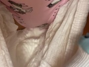 By the Christmas tree pissing in cute panties under a diaper 3/16