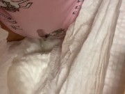 By the Christmas tree pissing in cute panties under a diaper 4/16