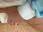 By the Christmas tree pissing in cute panties under a diaper 8/16