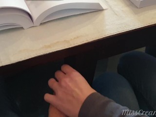 Teacher jerks off a student’s cock in university class until he cums – MissCreamy