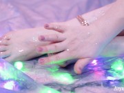 Feet 4k Video. Foot Fetish Closeup Party Feet Size 10