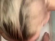 Hot blonde with big boobs suck my cock in the shower 13/16