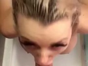 Hot blonde with big boobs suck my cock in the shower 2/16