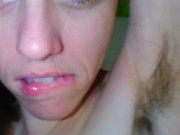 Horny Hairy Fetish Model Freak Slut PinkMoonLust SELF LICKS Hairiest Armpits Says Fuck Yes Excited