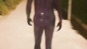 Hot ride on boardwalk in latex