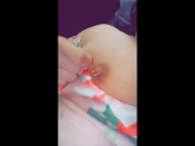 Girl Next Door Lifts Nightie Showing Off Pretty Pussy & Twists Pierced Nipple 16/16