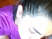 Quickie! After training blowjob, smiling mouthful & swallow! (CFNM POV)