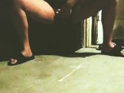 Pissing on crate outdoors while waist training