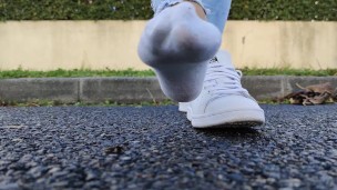 Candid girl shoeplay fetish