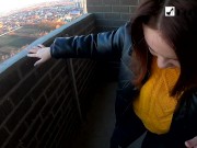 Минет на балконе 20 этажа. Красивый вид и много спермы) 16/16