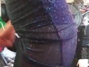 Ginger showed her nice ass trying on her dress