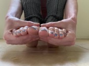 Getting turned on as I massage my feet...while I can hear men working just outside my window... 6/16