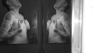 Trans Man Mirror Striptease, Nipple Play, Homemade, Texas Bad Boy