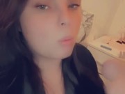 Smoking brunette takes my load all over her face. Scarlet James 14/16