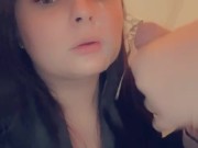 Smoking brunette takes my load all over her face. Scarlet James 16/16