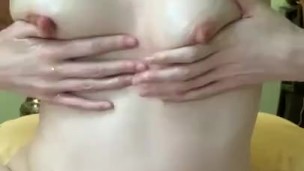 I oil up my small boobs