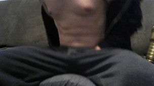 Hot College Stud Strokes Thick Cock in Grey Sweatpants - BigWBoy1223