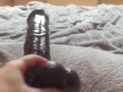 Fucking my tight pink pussy with moms huge bbc dildo & squirting everywhere 1/16