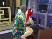 An old grandfather fucks a red-haired beauty with his big black cock. Porno game