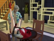 An old grandfather fucks a red-haired beauty with his big black cock. Porno game