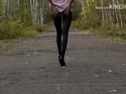 Walking in the park without panties in a mini dress and showing pussy 2/16