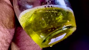 Close up rank yellow morning piss 
