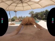 VRHUSH Big tit blonde bombshell Paisley Porter rides a cock poolside 10/16