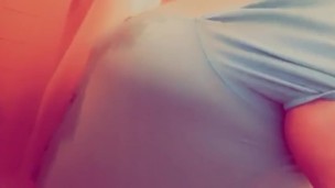 Tight shirt and big boobs shower scene 