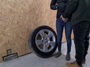 Sunday quickie with mature wife, she remove off condom and jerk me, cum on her panties 1/16