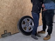 Sunday quickie with mature wife, she remove off condom and jerk me, cum on her panties 3/16