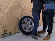 Sunday quickie with mature wife, she remove off condom and jerk me, cum on her panties 4/16