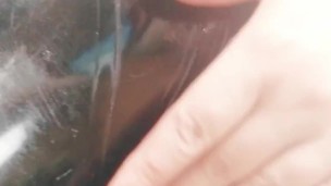 Black Latex Catsuit Home Phone Selfie Video
