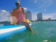 OPEN SEA Masturbation disturbed by Fishermen Boat # Pussy FUCK on SUP by Glass Dildo toy 5/16
