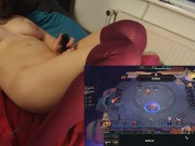 She cums while gaming, shaking orgasm 7/16