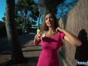 Public Agent Briana Bandares and her big tits out and having sex on a beach 6/16