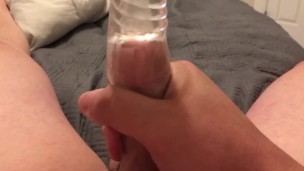 I jack off and cum inside a cock sleeve