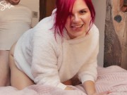 Redhead In Fuzzy Sweater and Knee High Socks Gets Fucked From Behind After Sucking Dick 12/16