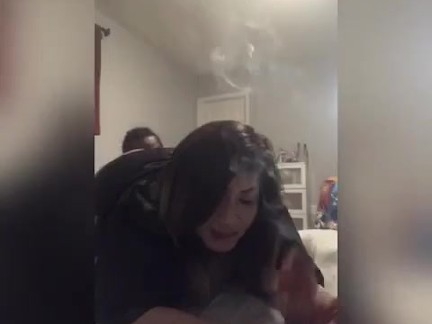 Smoking while daddy eats the booty, fucks me doggystyle and cums all over my face