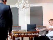 TUTOR4K. Lesson with new literature tutor ends for smart fellow with sex 3/16