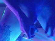 Jerking off in Christmas lights