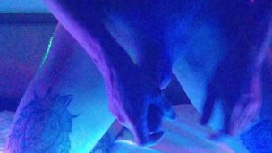 Jerking off in Christmas lights
