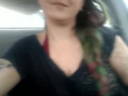 HD Public parking lot flashing Giant titties & Smoking! Public flashing DD's while smoking 8/16