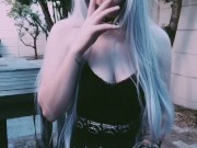 horny alternative girl smoker shows her pussy  (fetish)  10/16