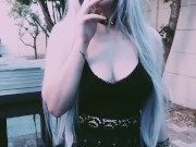 horny alternative girl smoker shows her pussy  (fetish)  6/16