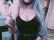 horny alternative girl smoker shows her pussy  (fetish)  8/16