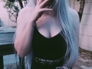 horny alternative girl smoker shows her pussy  (fetish)  9/16