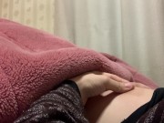 Nipple cum on the bed