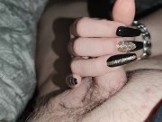 Handjob with Long nails in black and gold *weak cumshot* 1/16