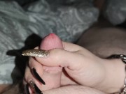 Handjob with Long nails in black and gold *weak cumshot* 9/16