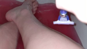 Quick leg shave before heading out to play